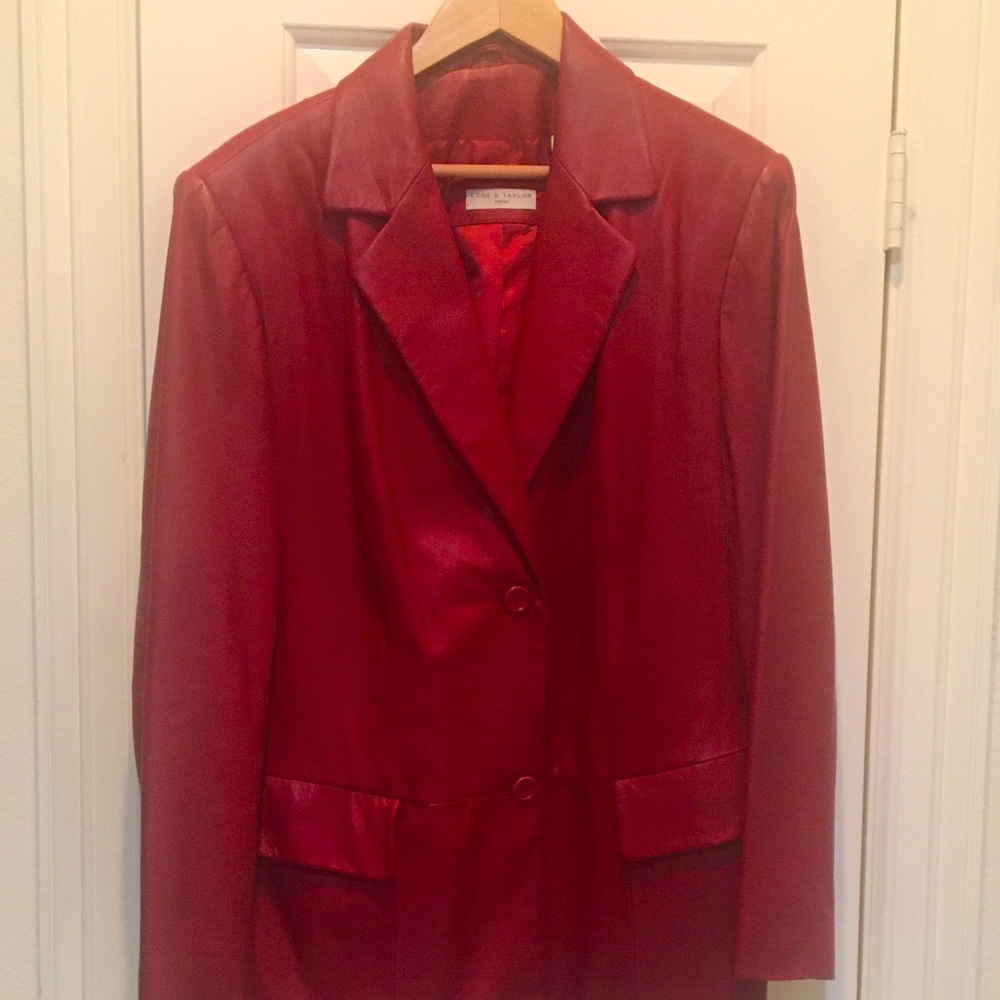 ❤️ Red 100% Leather Blazer - EUC, Lord & Taylor